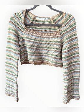 Altar'd State Striped Crochet Top Altar'd State Layla Crochet Striped Sweater